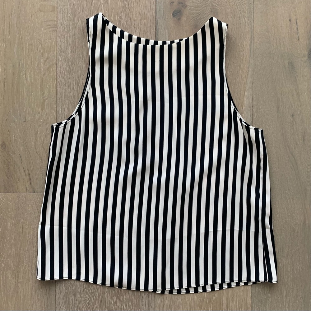Alice & olivia black and white striped silk blouse